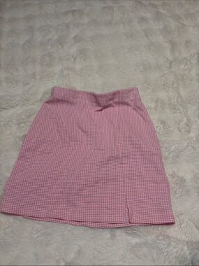 Topshop Pink Gingham Mini Skirt